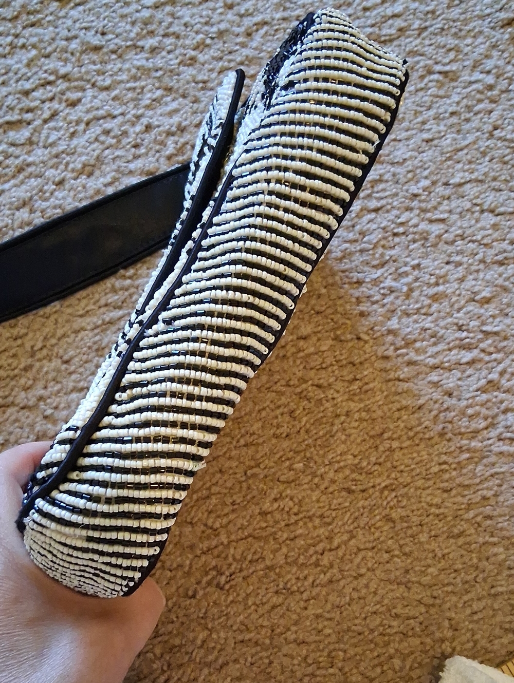 Tiktok Viral Beaded Black & White Check Shoulder Bag - Picture 8 of 15